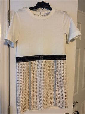 English Factory Cream Dress with Black Waist Lace
